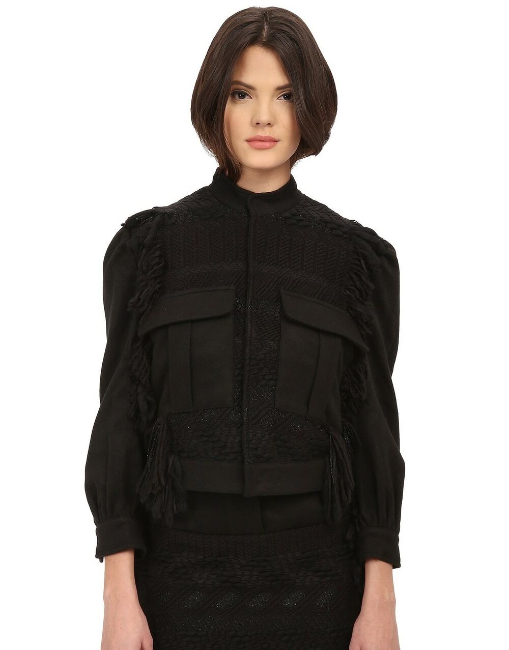 LOVE Binetti Womens Bob Dylan Wool Blend Knit Jacket Black Size Small